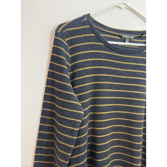 Toad & Co L Dress Blue Tan Stripe Organic Cotton Recycled Polyester Pockets - Picture 6 of 8